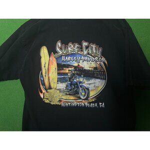 Harley-Davidson H-D HD White SS T-Shirt "Surf City” Huntington Beach, CA 2007